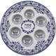 Passover Pesach Raised Seder Plate, Blue Floral Design - Aluminum
