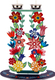 Dorit Judaica Shabbat Candlesticks, Tall Colorful Flowers and Leaves - Metal