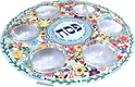 Dorit Judaica Seder Plate with Glass Bowls - Colorful Flowers and Hebrew Wording