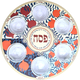 Dorit Judaica Raised Seder Plate with Glass Bowls - Colorful Pomegranate Design