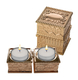 Compact Travel Candlesticks, Gold Color - Jerusalem Design Shabbat Kodesh Words