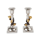 Yair Emanuel Two Tone Metal Leaf Design Candlesticks