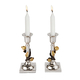 Yair Emanuel Two Tone Metal Leaf Design Candlesticks
