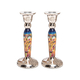 Yair Emanuel Hammered Stainless Steel Jerusalem Design Candlesticks