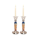 Yair Emanuel Hammered Stainless Steel Jerusalem Design Candlesticks
