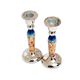 Yair Emanuel Hammered Stainless Steel Jerusalem Design Candlesticks