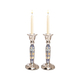 Yair Emanuel Hammered Stainless Steel Colorful Geometric Design Candlesticks