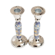 Yair Emanuel Hammered Stainless Steel Colorful Geometric Design Candlesticks