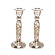Yair Emanuel Hammered Stainless Steel Colorful Design Candlesticks