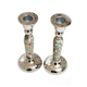 Yair Emanuel Hammered Stainless Steel Colorful Design Candlesticks
