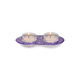 Yair Emanuel Metal and Glass Candle Holders for Tea Lights - White Flowers