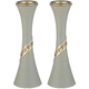Elegant Gray Polyresin Candlesticks - Shabbat Kodesh Design