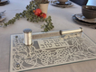 Dorit Judaica Tempered Glass Challah/Candlestick Tray, Seven Species Design