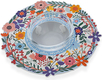 Dorit Judaica Honey Dish, Glass Bowl - Laser Cut Metal Floral Design