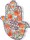 Dorit Judaica Colorful Wall Hamsa With Pomegranates and Blessings - Hebrew
