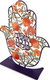 Dorit Judaica Colorful Table Sculpture Hamsa Blessings with Pomegranates - Hebrew