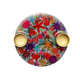Yair Emanuel Small Candle Holders on Attached Tray - Colorful Flower Design