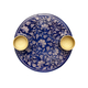 Yair Emanuel Small Candle Holders on Attached Tray - Silver Flowers on Blue