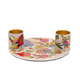 Yair Emanuel Small Candle Holders on Attached Tray - Oriental Flowers