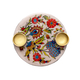 Yair Emanuel Small Candle Holders on Attached Tray - Oriental Flowers