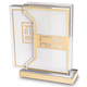 Lucite Passover Seder Stand with Six Softcover Haggadahs - Gold Design
