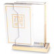 Lucite Passover Seder Stand with Six Softcover Haggadahs - Gold Accents