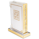 Lucite Passover Seder Stand with Six Softcover Haggadahs - Gold Accents