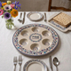 Bamboo Passover Seder Plate and Matzah Tray Set - Blue and White Floral Design