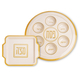 Bamboo Passover Seder Plate and Matzah Tray Set - Beige and Gold Classic Design