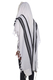 Yishtabach Praise Wool Tallit Non Slip Prayer Shawl - Black Stripes