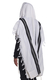 Shabbat Wool Tallit Non Slip Prayer Shawl with Lining - Black with Herringbone Stripe