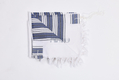 Halleluyah Wool Tallit Non Slip Prayer Shawl - Royal Blue and Black Stripes with Wave Design