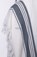 Halleluyah Wool Tallit Non Slip Prayer Shawl - Blue and Black Stripes with Wave Design