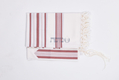 Hallel Wool Tallit Non Slip Prayer Shawl - Maroon Melange Stripes