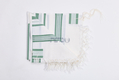 Hallel Wool Tallit Non Slip Prayer Shawl - Green Melange Stripes