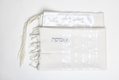 Modim Classic Wool Tallit Prayer Shawl - Shiny White Stripes
