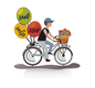 Dorit Judaica Table Stand - Boy on Bicycle with Balloon Blessings