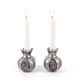 Yair Emanuel Antique Style Small Silver Color Candlesticks - Pomegranate
