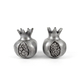 Yair Emanuel Antique Style Small Silver Color Candlesticks - Pomegranate
