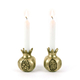 Yair Emanuel Antique Style Small Gold Color Candlesticks - Pomegranate
