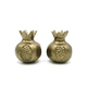 Yair Emanuel Antique Style Small Gold Color Candlesticks - Pomegranate