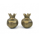 Yair Emanuel Antique Style Small Gold Color Candlesticks - Pomegranate