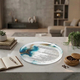 Acrylic Havdalah Tray with Prayer - Blue and Gold Abstract