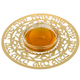 Dorit Judaica Gold Plated Honey Dish, Glass Bowl - Pomegranates