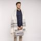 Yair Emanuel Hand Embroidered Silk-Cotton Tallit Set - Gray Stripes