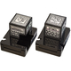 Pair of Black Plastic Tefillin Boxes with Decorative Plaques