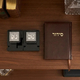 Pair of Black Plastic Tefillin Boxes with Decorative Plaques