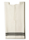 Talitnia White Wool Tallit Katan Without Center Fringes - Black Lines