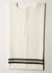 Talitnia White Wool Tallit Katan Without Center Fringes - Black Lines