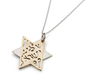 HaAri Jewelry Shema Yisrael Star of David Two-Tone Pendant 9K Gold & Sterling Silver